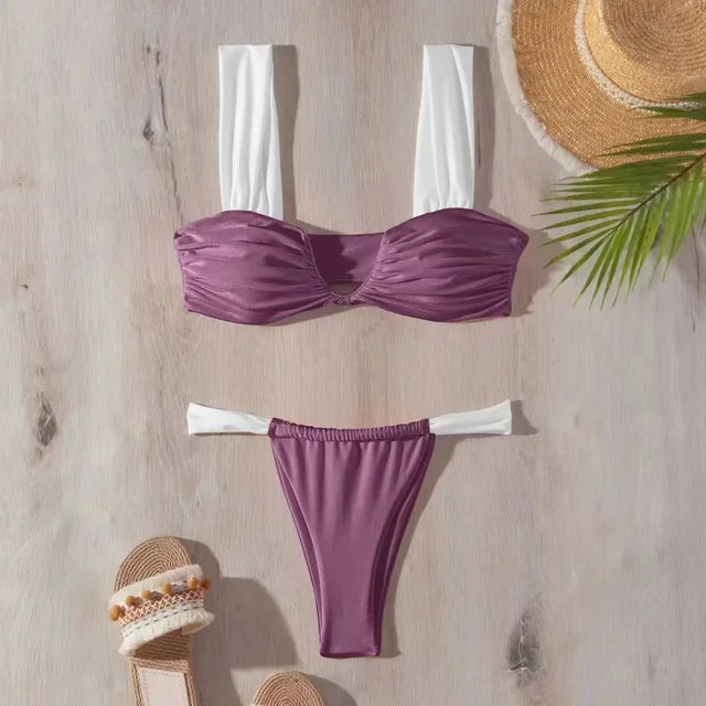 Kelsey - bikini set met geplooide v-hals