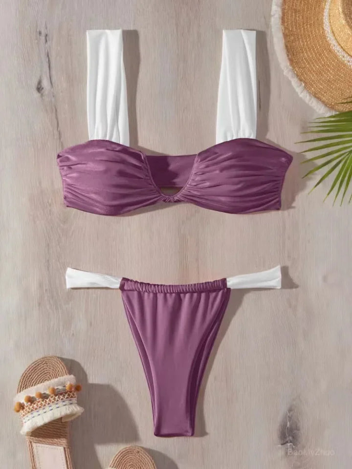 Kelsey - bikini set met geplooide v-hals