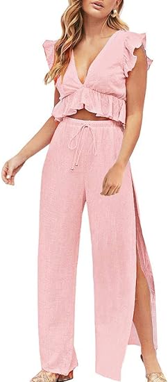 LAYLA stijlvolle chiffon zomerset [top+broek]