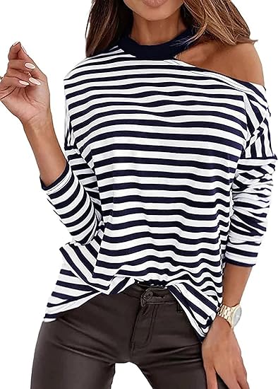 Gwen stijlvolle off shoulder gestreepte top