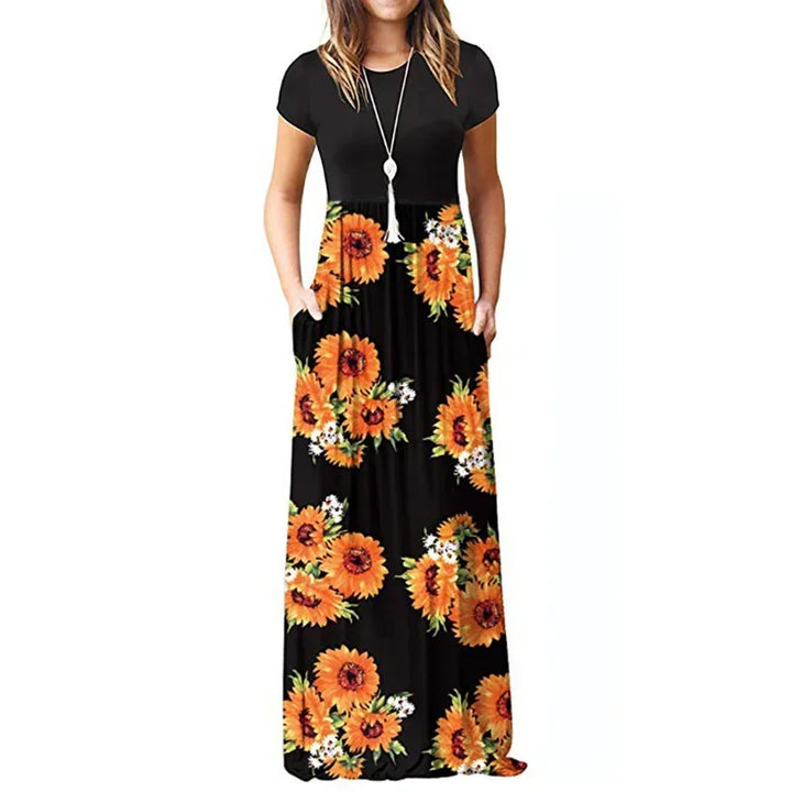 LEXIE casual maxi jurk met korte mouw en print