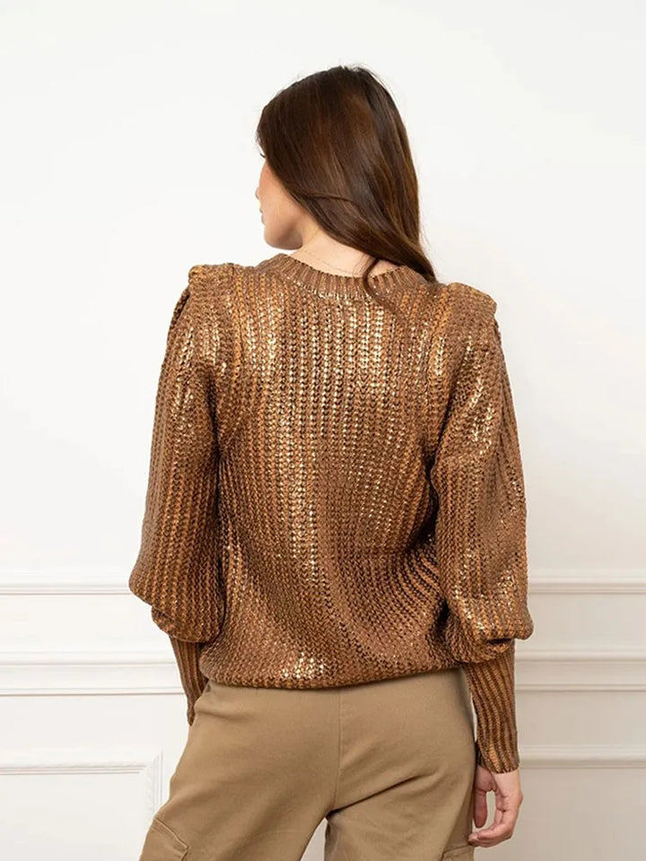 Krissel- stijlvolle gebreide metallic sweater