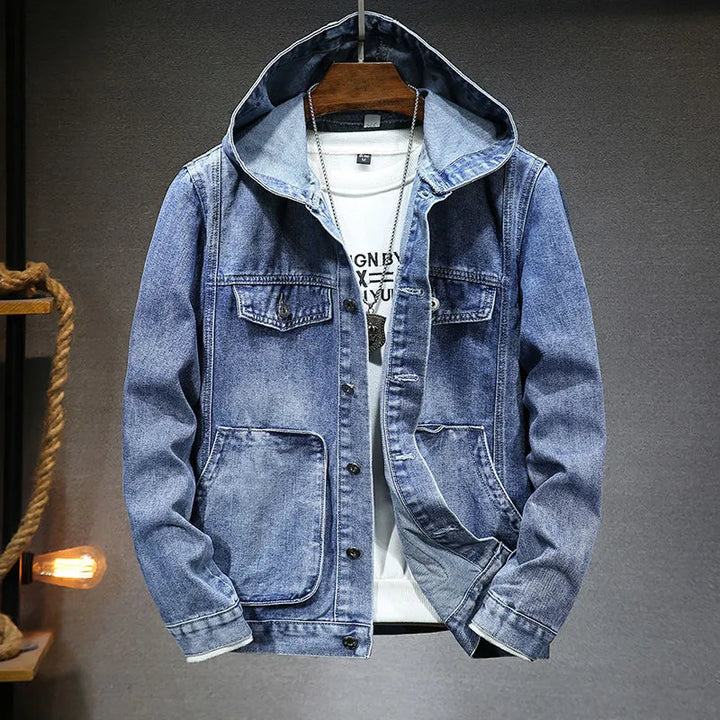 Evan - vintage denim jas met capuchon