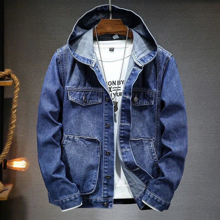 Evan - vintage denim jas met capuchon