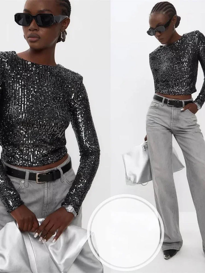 Rosalee - elegante sequin cropped top