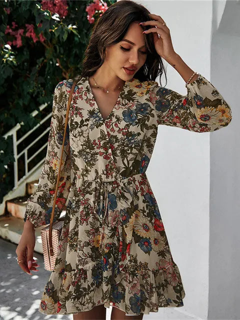 Maxine - casual chiffon zomerjurk met bloemenprint