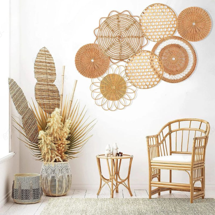 Boho Baskets - handgemaakte rieten wanddecoratieset