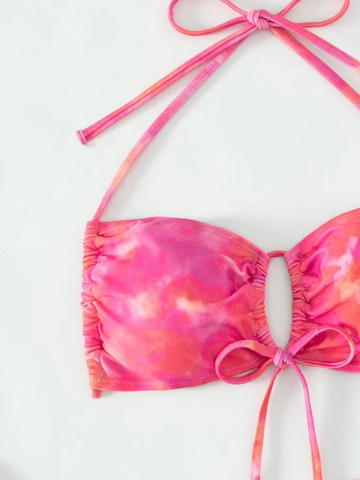 Kallie - tie dye halter bikini 3-delige set