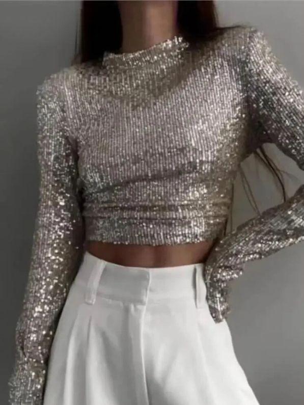 Rosalee - elegante sequin cropped top