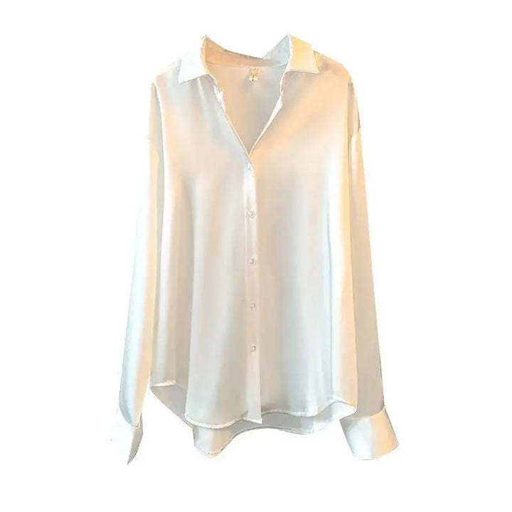 KINSLEY elegant satijnen blouse met lange mouwen