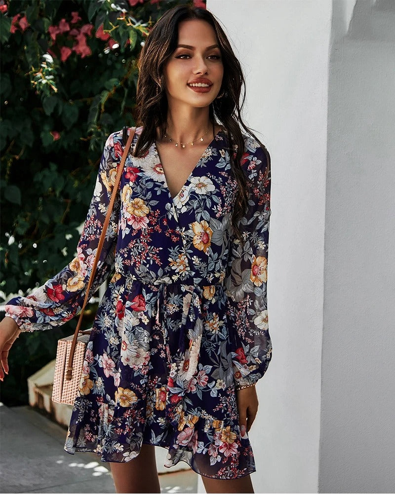 Maxine - casual chiffon zomerjurk met bloemenprint