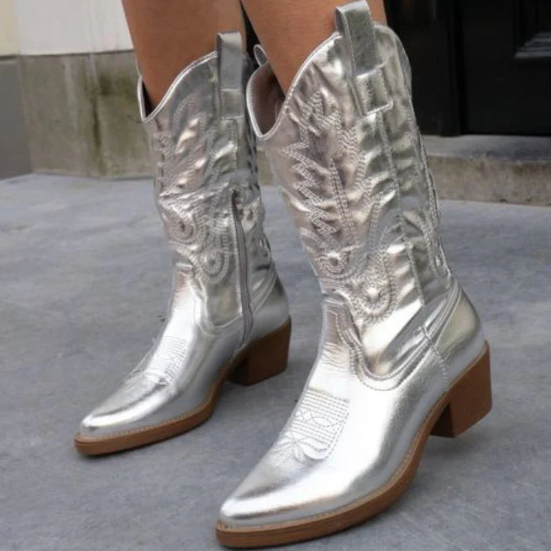 Geneva - elegante metallic cowboy laarzen